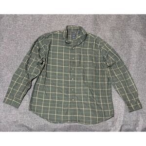Arrow Men's XL 17-17 1/2 Green Plaid Long Sleeve Shirt